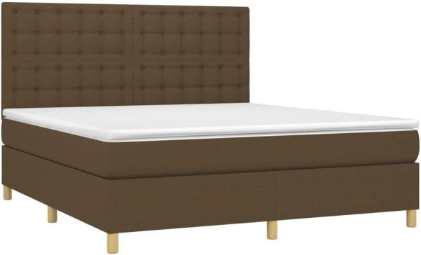 vidaXL Boxspringbett mit Matratze & LED Dunkelbraun 180x200 cm Stoff