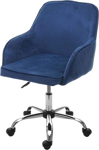 Bürostuhl HWC-F82, Schreibtischstuhl Chefsessel Drehstuhl, Retro Design Samt ~ blau