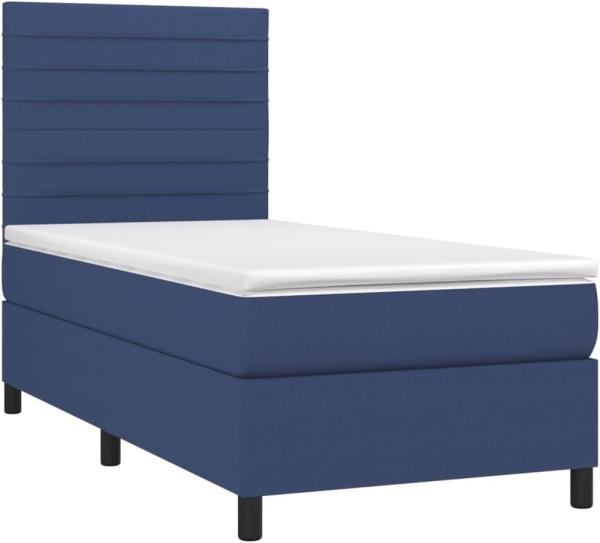 vidaXL Boxspringbett mit Matratze & LED Blau 100x200 cm Stoff