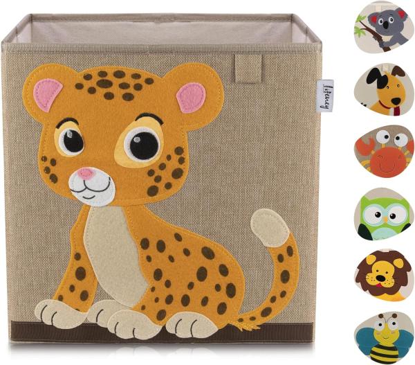 Lifeney Aufbewahrungsbox mit Tiger Motiv I Spielzeugbox mit Tiermotiv passend für Würfelregale I Ordnungsbox für das Kinderzimmer I Aufbewahrungskorb Kinder