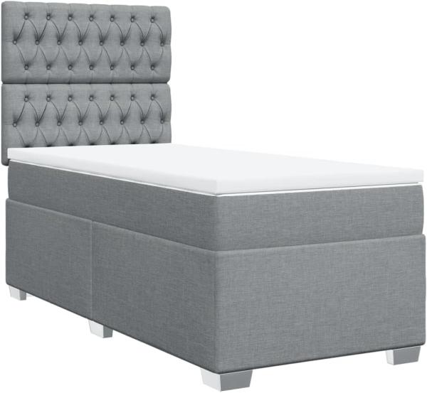 Boxspringbett mit Matratze Hellgrau 90x200 cm Stoff 3292678