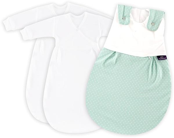 Träumeland Babyschlafsack LIEBMICH 3tlg. Set Pünktchen mint, Größe 50/56