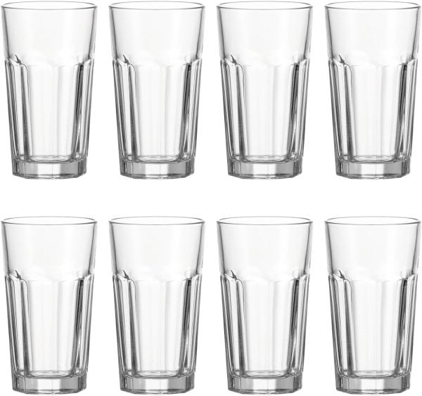 Leonardo Rock Longdrinkglas XL 8er Set, Cocktailglas, Becher, Klarglas, Glas, 390 ml, 17204