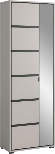 Garderobenschrank >Jaru< in grau - 65x196x37cm (BxHxT)