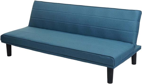 Schlafsofa HWC-J17, Couch Klappsofa Gästebett Bettsofa, Schlaffunktion Stoff/Textil 165cm ~ türkis-blau