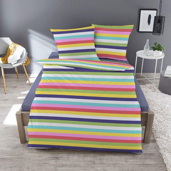 Traumschlaf Feinbiber Bettwäsche Rainbow|200x220 cm + 2x 80x80 cm