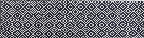 Teppich schwarz weiß 80 x 300 cm geometrisches Muster Kurzflor KARUNGAL