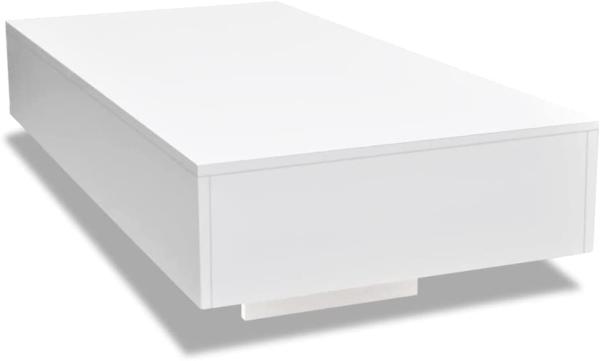 Couchtisch, MDF Hochglanz Weiß, 115 x 55 x 31 cm