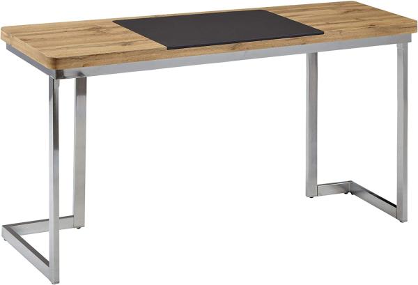 Wohnling Schreibtisch, braun/schwarz/chrom, Holz/Metall, 140x76x55 cm