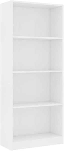 Bücherregal 4 Fächer Weiß 60x24x142 cm Holzwerkstoff