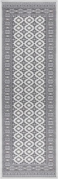 Orientalischer Kurzflor Teppich Sao Buchara Steingrau - 80x250x0,9cm