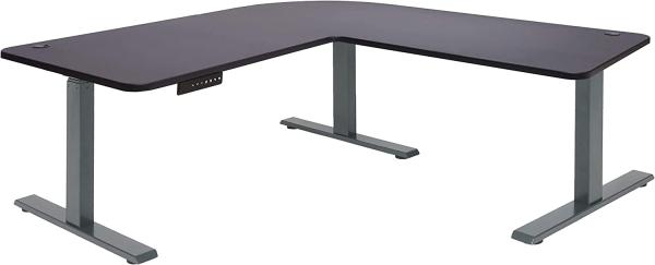 Eck-Schreibtisch HWC-D40, Computertisch, elektrisch höhenverstellbar 178x178cm 84kg ~ schwarz, anthrazit-grau