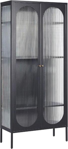 Vitrine Metall schwarz 5-Fächer 181 cm FOXTON