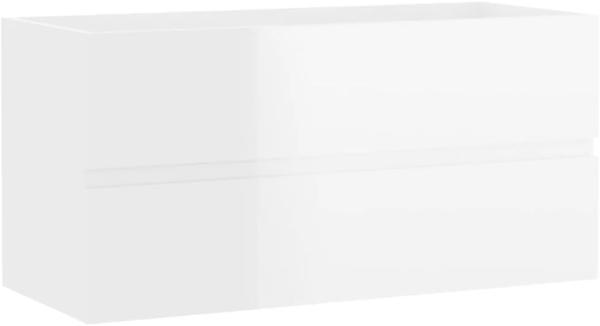 vidaXL Waschbeckenunterschrank Hochglanz-Weiß 90x38,5x45 cm Spanplatte