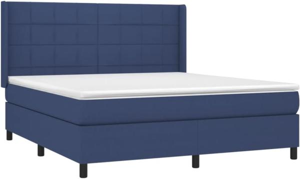 vidaXL Boxspringbett mit Matratze Blau 180x200 cm Stoff