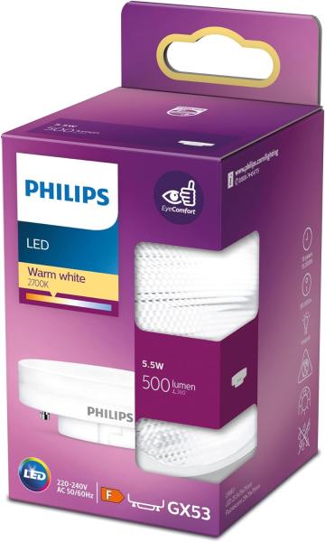Philips LED-Lampe LED 500lm GX53 WW ND SRT4 GX53