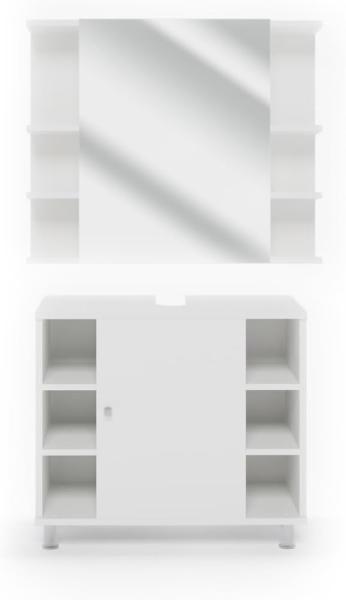 Vicco Badmöbel Set Fynn 2-teilig Spiegelschrank Unterschrank Weiß