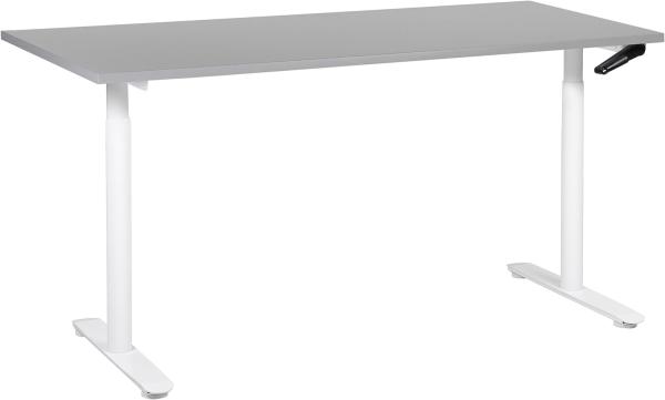 Schreibtisch grau weiß 160 x 72 cm manuell höhenverstellbar DESTINAS
