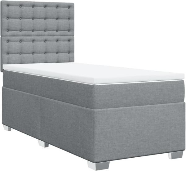 Boxspringbett mit Matratze Hellgrau 80x200 cm Stoff 3292629