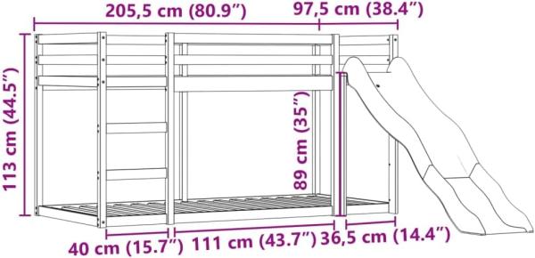 Etagenbett mit Rutsche und Gardinen Rosa 90x200 cm 3284139 Bild 3