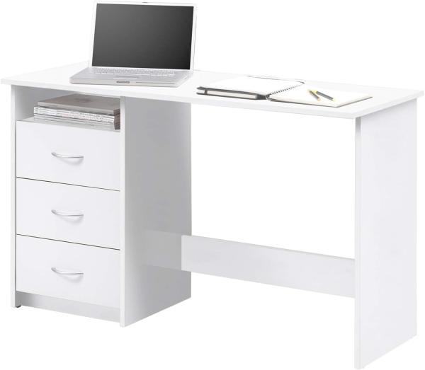 Schreibtisch >Mack< (B/H/T 123 x 76 x 50 cm) in Weiß - 123x76x50cm (BxHxT)