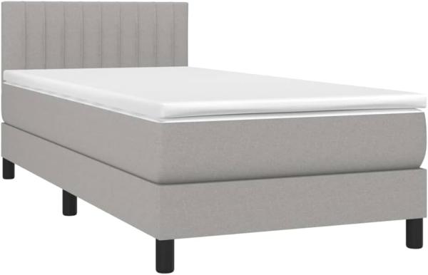 vidaXL Boxspringbett mit Matratze & LED Hellgrau 90x200 cm Stoff, Härtegrad: H2 [3133285]