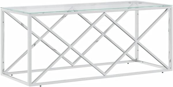 vidaXL Couchtisch 110x45x45 cm Edelstahl und Glas