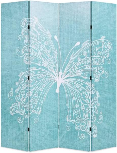 Raumteiler klappbar 160 x 170 cm Schmetterling Blau