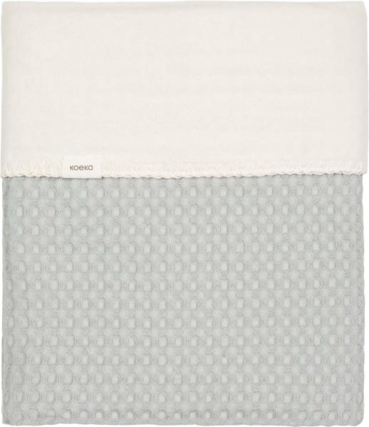 Koeka Kinderbettdecke - Schmusedecke - Kuscheldecke - Mit Cotton Fleece Gefuttert - Amsterdam - Waffelstoff Aus Baumwolle - Atmungsaktiv - Abwaschbar - Blau - 100X150 Cm