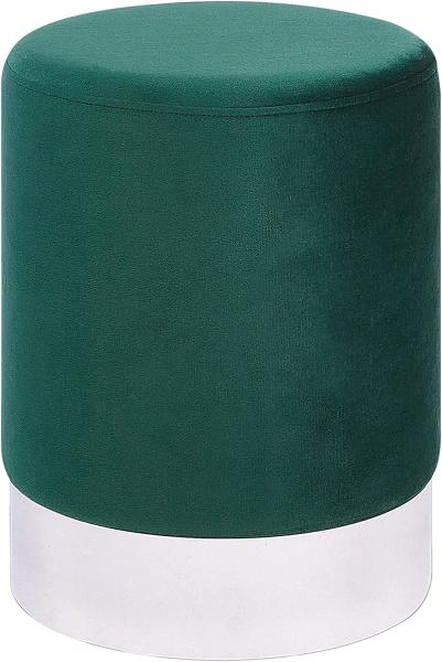 Pouf Samtstoff smaragdgrün silber ⌀ 36 cm rund BRIGITTE