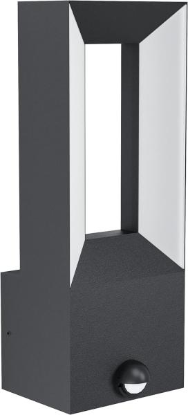 Eglo 98726 LED Wandleuchte RIFORANO Aluguss schwarz / Kunststoff weiß LxBxH:11,0x9,5x29cm - IP44 - 2X5W - 3000K mit Sensor