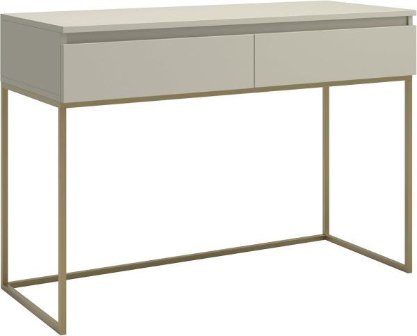 Selsey Bemmi - Schminktisch Schreibtisch, Graubeige mit goldenem Metallgestell, 120 cm