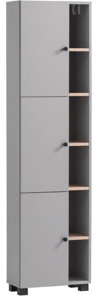 Schildmeyer Balto Hochschrank 157482, Platingrau/Wildeiche Dekor, 44,9 x 23,4 x 167,6 cm