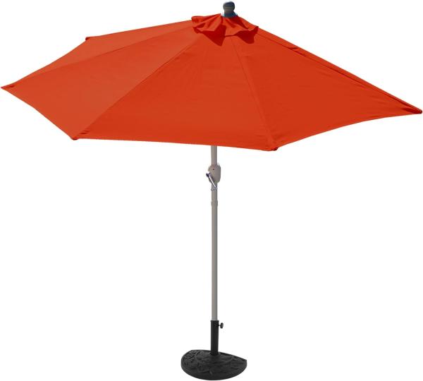 Sonnenschirm halbrund Parla, Halbschirm Balkonschirm, UV 50+ Polyester/Alu 3kg ~ 270cm terracotta mit Ständer