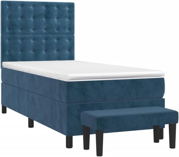 Boxspringbett mit Matratze Dunkelblau 80x200 cm Samt