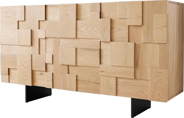 Sideboard Puzzle 145 cm Eiche Natur Fuß schwebend Metall schwarz