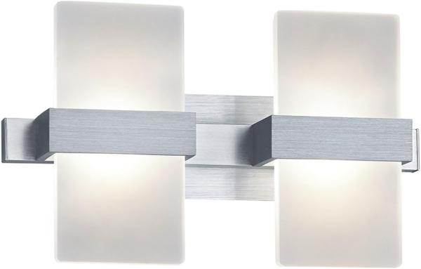 Edle LED Wandleuchte PLATON, Aluminium gebürstet, Acryl weiß, 30 x 18 cm