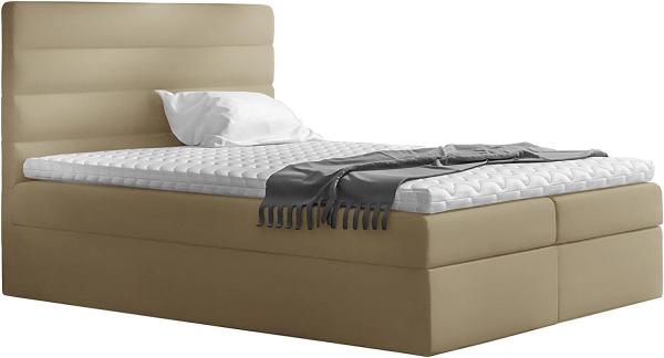 Stylefy 'Adelasia' Boxspringbett Velours Jasmine Creme 160 x 200 cm