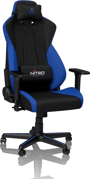 NITRO CONCEPTS S300 Gamingstuhl - Ergonomischer Bürostuhl Schreibtischstuhl Chefsessel Bürostuhl Pc Stuhl Gaming Sessel Stoffbezug Belastbarkeit 135 Kilogramm - Galactic Blue (Blau)