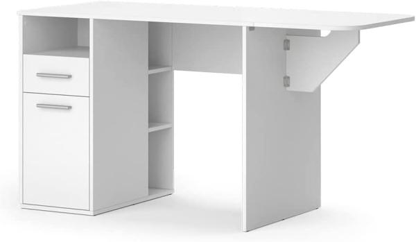 Vicco Basteltisch Basti 104x76cm, weiß, Schreibtisch mit klappbarer Erweiterung