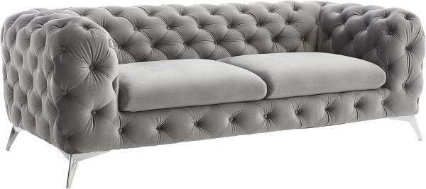 Couch Corleone 225x97 cm Samt Grau 3-Sitzer Sofa