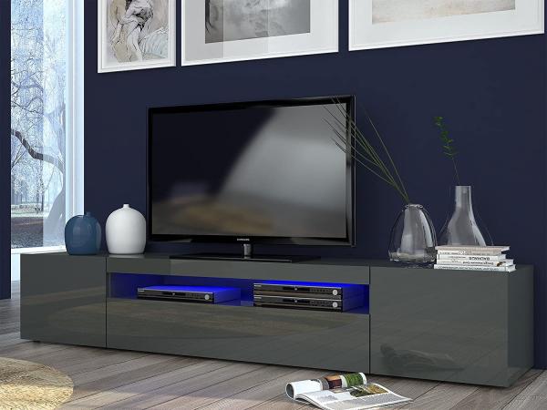 TV-Board >Daiquiri< in Anthrazit/Hochglanz - 200x36. 2x40cm (BxHxT)