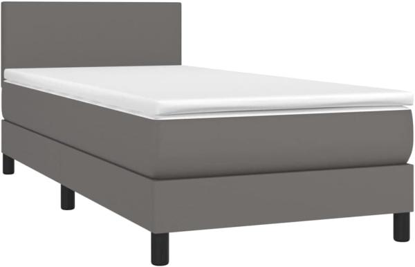 Boxspringbett mit Matratze & LED Grau 90x190 cm Kunstleder (Farbe: Grau)