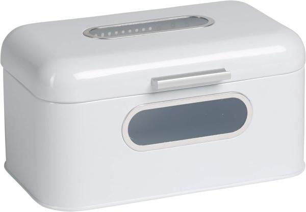 Echtwerk Brotkasten, Retro-Brotbox aus Metall mit Sichtfenster, Platzsparende Aufbewahrungsbox, Brotkorb mit Deckel, “weiß“, 30 x 20 x 16. 5 cm