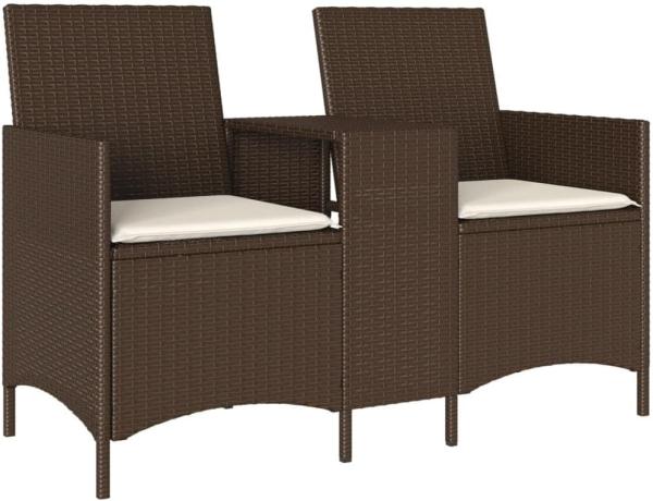 Gartensofa 2-Sitzer mit Tisch und Kissen Braun Poly Rattan 4003885