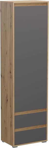 Garderobenschrank / Schuhschrank Torino in grau und Eiche 54 x 193 cm