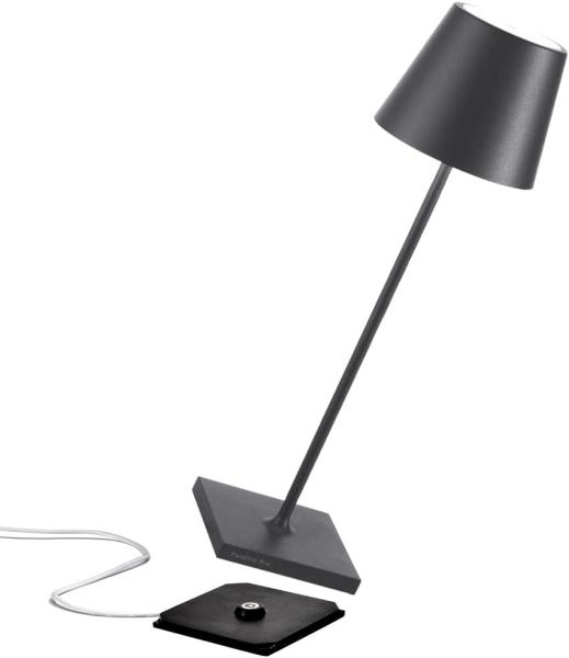 Zafferano Poldina Pro Dimmbare LED-Tischlampe aus Aluminium dunkel grau