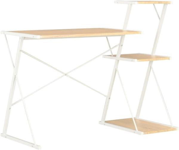 Schreibtisch mit Regal, Weiß/ Eiche, 116 × 50 × 93 cm