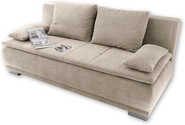 Couch Sofa Zweisitzer LUIGI Schlafcouch Schlafsofa ausziehbar sand beige 208cm