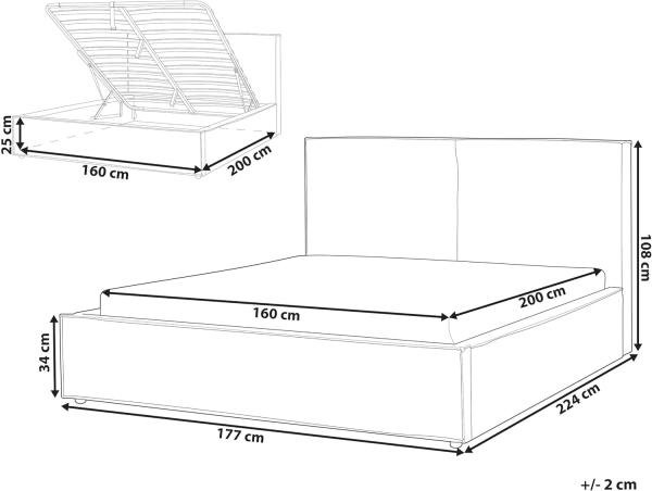 Polsterbett taupe mit Bettkasten hochklappbar 160 x 200 cm MOISSAC Bild 8
